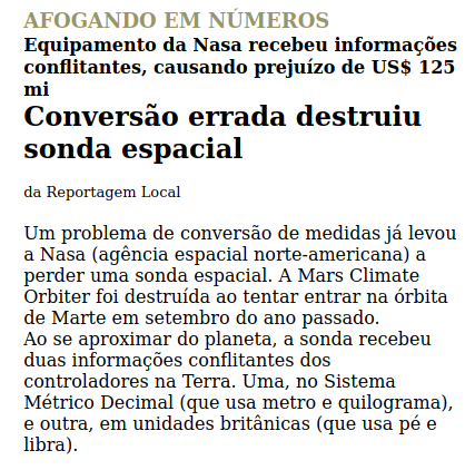 Reportagem sobre unidades de medidas