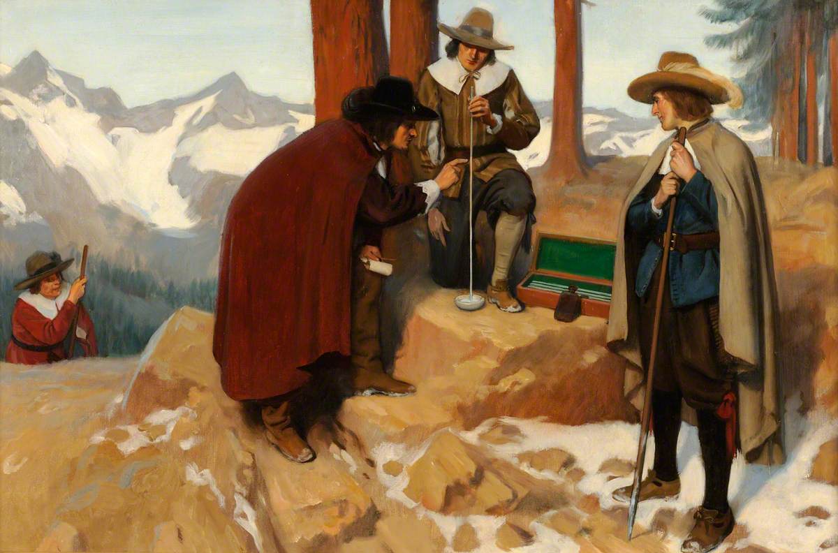 Pintura de Ernest Board sobre o experimento de pascal